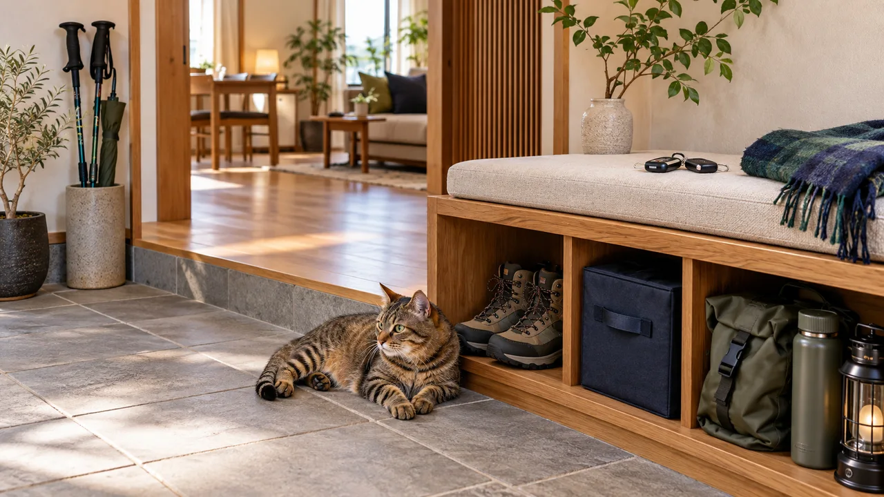 猫と趣味の収納があるふたりの住まいのイメージ